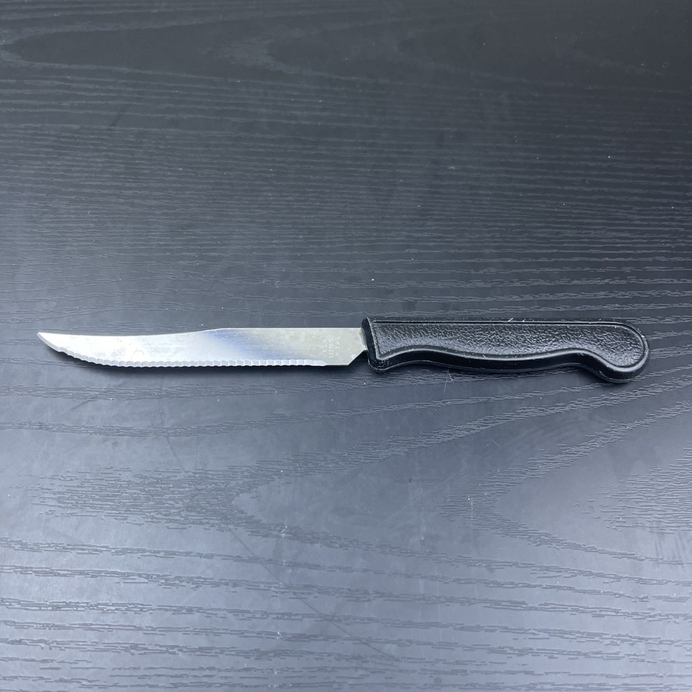 Vintage EKCO Stainless Steel Knife 8" Kitchen Utility Knife Black Handle USA